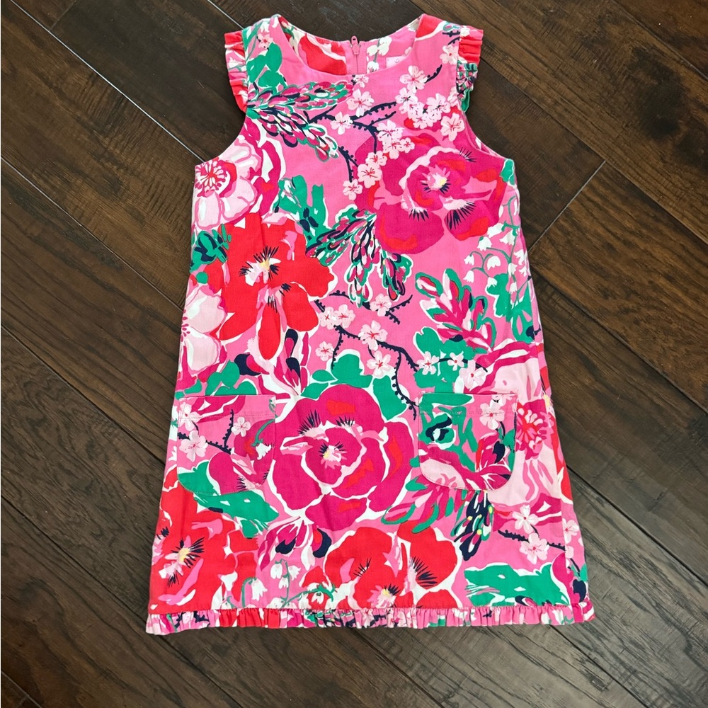 Lilly Pulitzer Floral Pink and Green Kids Dress Size 6